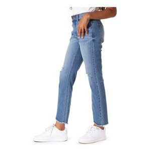 JORDACHE Girls High Rise Straight Distressed Jeans Size 12 Stonewashed New